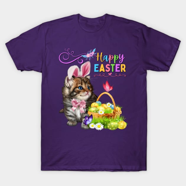Happy Easter Kitten T-Shirt by Hypnotic Highs
